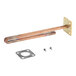 A copper heating element with a mounting plate, gasket, and two screws, designed for electrical heating applications.