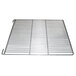 A stainless steel wire shelf with a large grid.