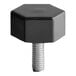 A black hexagonal thumbscrew with a screw head.