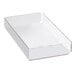 A clear plastic drawer for a bread box.