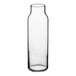 A clear glass Libbey hydration bottle with a small amount of liquid.