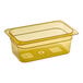 A yellow plastic Carlisle food pan.