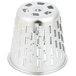 A silver metal Vollrath King Kutter #1 cone with holes.