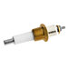 A close-up of a Cleveland brass and white spark plug cap.