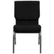 A Flash Furniture black church chair with silver vein legs.