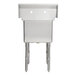 A Regency stainless steel commercial sink with stainless steel legs.