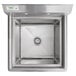 A Regency stainless steel one compartment commercial sink with stainless steel legs.