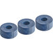 A pack of three blue rubber bushings.