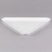 A white triangle shaped Fineline Platter Pleaser tray.