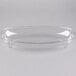 A clear plastic oval bowl with a clear rim.