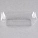 A clear plastic Fineline rectangular tray on a white surface.