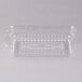 A clear plastic serving tray dome lid on a white surface.