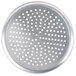 An American Metalcraft heavy weight aluminum pizza pan with perforations.