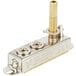 A close-up of a metal All Points B200 Bi-Metal Thermostat with two brass screws.