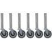 A row of Advance Tabco metal casters with black wheels.