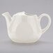 A white Tuxton Healthcare tea pot with a handle.