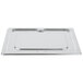 A Vollrath stainless steel tray with a lid.