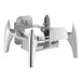 A silver metal Acopa Voyage chafer stand with legs.