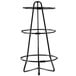 A black metal Cal-Mil three tier bowl stand.