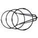 A black metal Cal-Mil three tier bowl stand with rings.