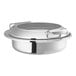 An Acopa stainless steel chafer with a glass lid.