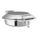 An Acopa stainless steel round chafer with glass lid.