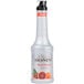 A Monin 1 liter bottle of Blood Orange fruit puree with a black lid.