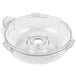 A clear plastic bowl with a hole and a lid.