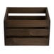 An American Metalcraft vintage wood crate with three compartments on a wood surface.