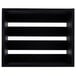 A black wooden crate with white horizontal stripes.