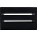 A black rectangular wooden crate with white stripes on a white background.