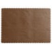 A brown paper placemat with scalloped edges.