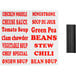 An Avantco black rectangular soup kettle with a white sign reading "Soup and Chili" in red text.