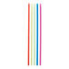 A group of colorful neon beverage stirrers with black lines.