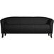 A Flash Furniture black leather sofa with wooden legs.