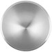 A close-up of a Vollrath pearl white metal beehive bowl on a table.