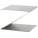 A metal shelf with two Z-shaped metal shelves.