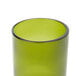 An Arcoroc green wine bottle tumbler with a black rim.