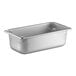 A Vollrath stainless steel hotel pan with a lid.