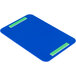 A blue rectangular Tablecraft ADA restroom sign with white Braille text and green trim.