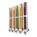 A group of different types of cereals in Cal-Mil wall mount cereal dispensers.