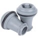 A close-up of two grey Vacu Vin wine stoppers with black caps.