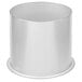 A stainless steel round in-counter trash chute with a white base.