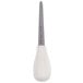 A Dexter Russell Boston style oyster knife with a white textured poly handle.