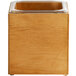 A brown wooden Cal-Mil Madera rustic pine ice housing with a clear lid.