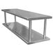 A stainless steel wall mount shelf with two shelves.