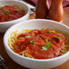 A bowl of spaghetti with Vanee Spaghetti Sauce and beef.