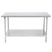 An Advance Tabco stainless steel work table with an undershelf.