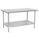 An Advance Tabco stainless steel work table with an undershelf.