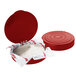 A red box with a Carlisle Terra Cotta lid on a white paper wrapper inside.